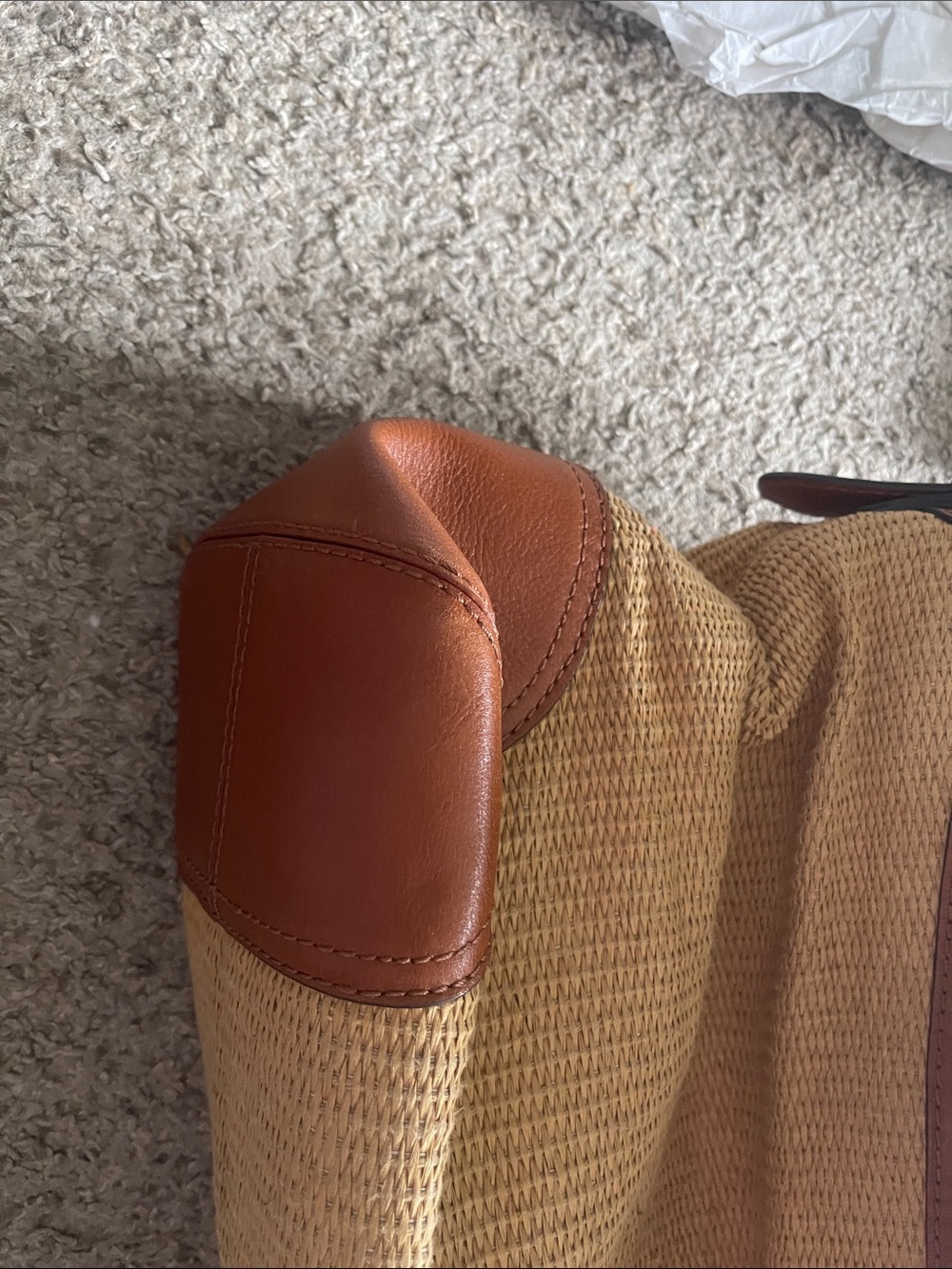 Michael Kors Tan Woven Tote with Brown Leather Trim and Gold Hardware - Picture 4 of 6